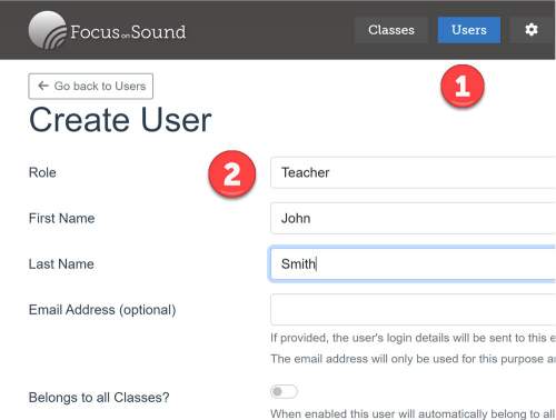 Create new teacher FoSAC