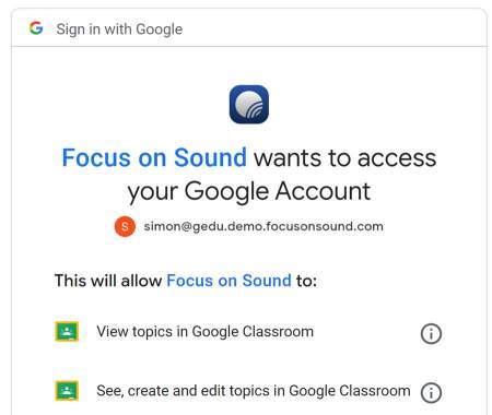 Google Classroom login - Focus on Sound, Music Education Software